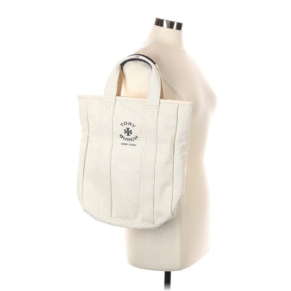 TORY BURCH Mercer Natural Canvas Medium Tote Bag